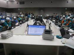 緊急時対策所での指揮命令訓練