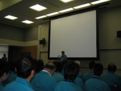 苅田社長による訓話